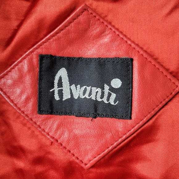 Avanti Leather Jacket Coat Women Size 1X Red Open Front Slip Pockets Vintage - Picture 3 of 9